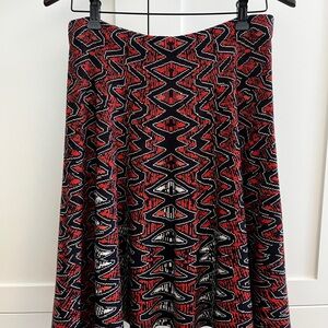 NIC+ZOE Red and Black Geometric A-Line Skirt